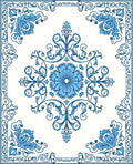 Classic Blue Floral Medallion Design Rug