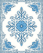 Classic Blue Floral Medallion Design Rug