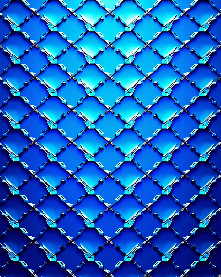 Cool Blue Geometric Pattern Rug