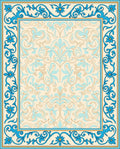 Ornate Floral Scroll Border Design Rug
