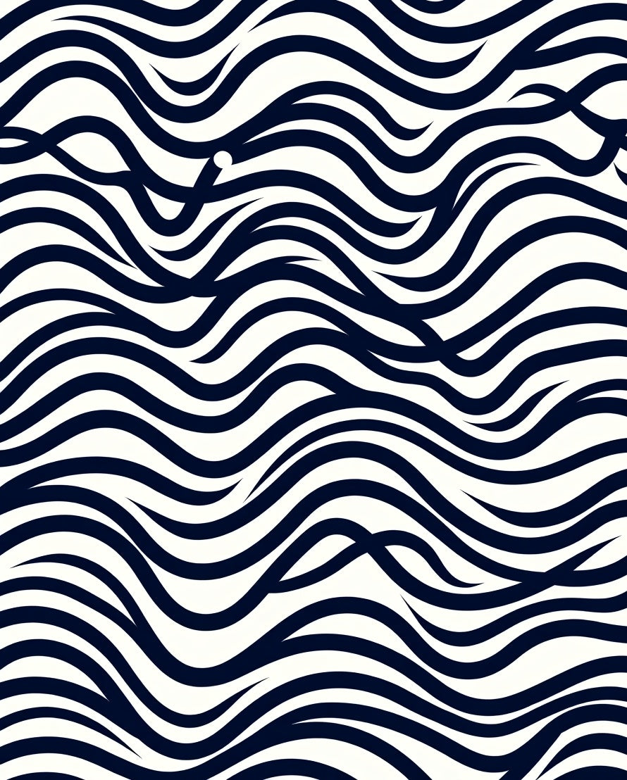 Abstract Wavy Bold Lines Design Rug