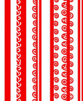 Red White Vertical Scroll Stripe Rug