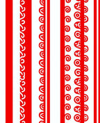 Red White Vertical Scroll Stripe Rug