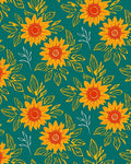 Golden Sunflowers with Teal Background Rug
