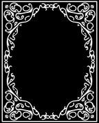 Ornate White Floral Vine Border Rug