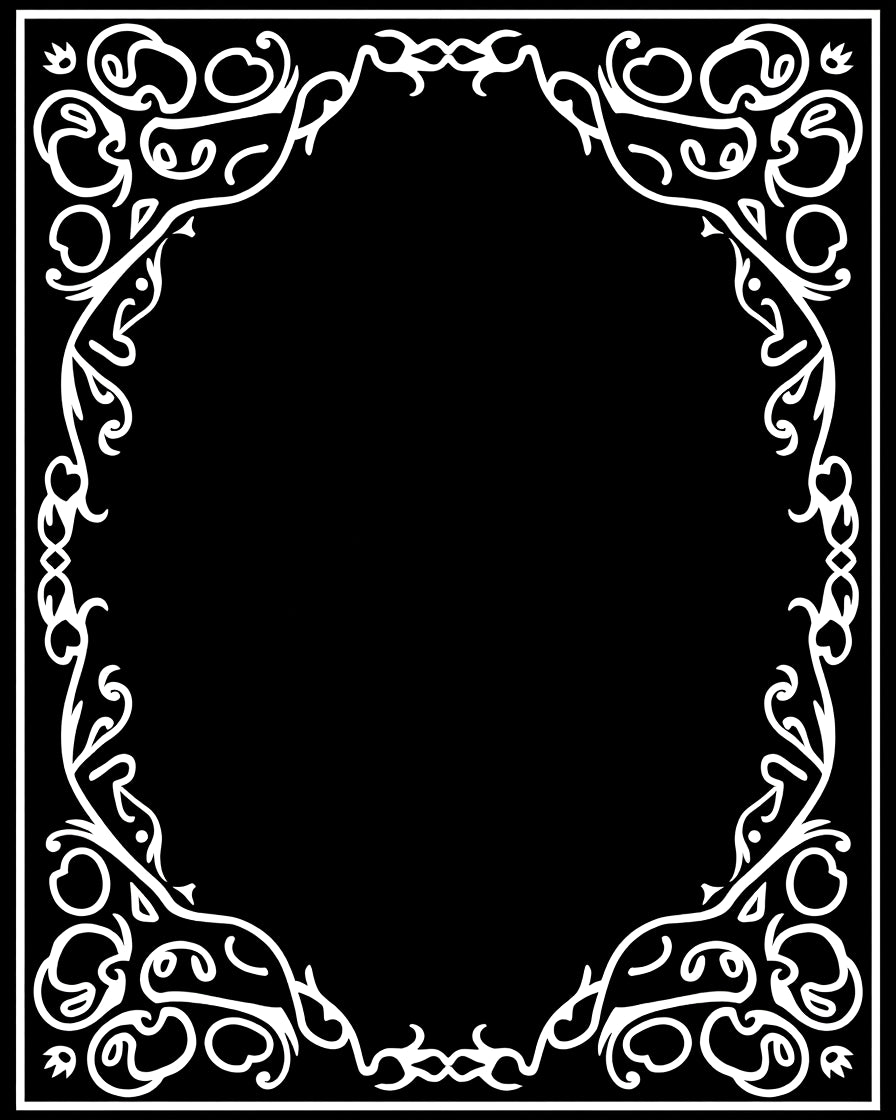 Ornate White Floral Vine Border Rug