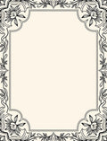 Black Outline Floral Border Rug