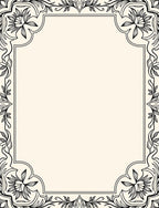 Black Outline Floral Border Rug