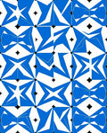 Abstract Blue Starburst Geometric Pattern Rug