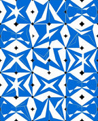Abstract Blue Starburst Geometric Pattern Rug