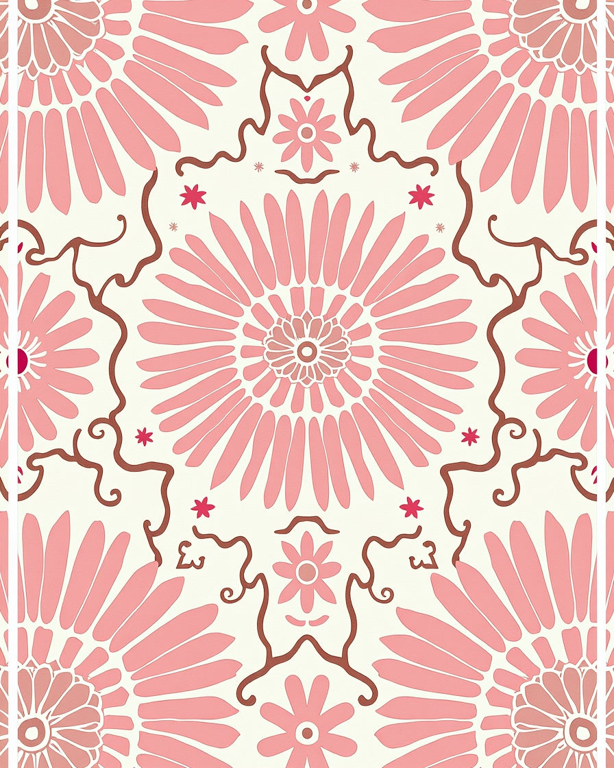 Retro Floral Burst Pattern Design Rug