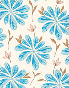 Bright Teal Floral Petal Pattern Rug