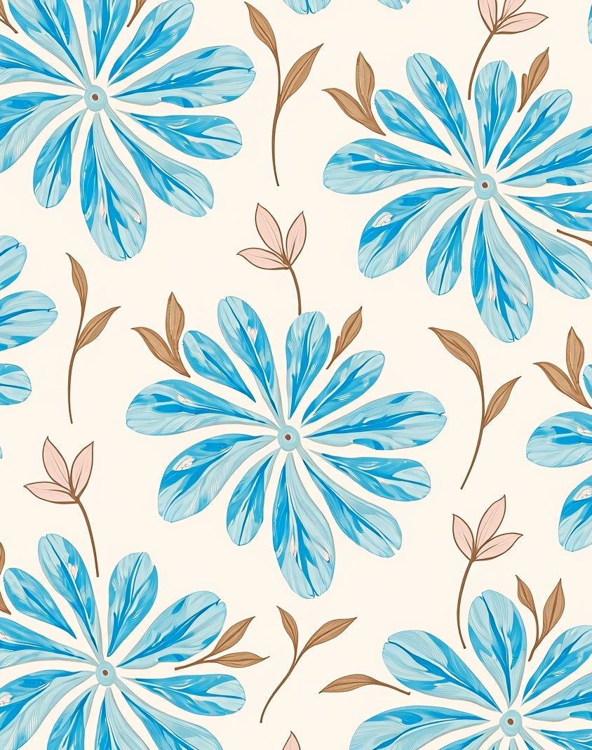 Bright Teal Floral Petal Pattern Rug
