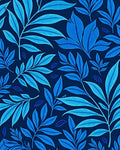 Shades Of Blue Tropical Leaf Pattern Rug