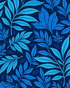 Shades Of Blue Tropical Leaf Pattern Rug