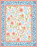 Coral Floral Vine With Blue Accents Rug