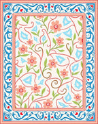 Coral Floral Vine With Blue Accents Rug