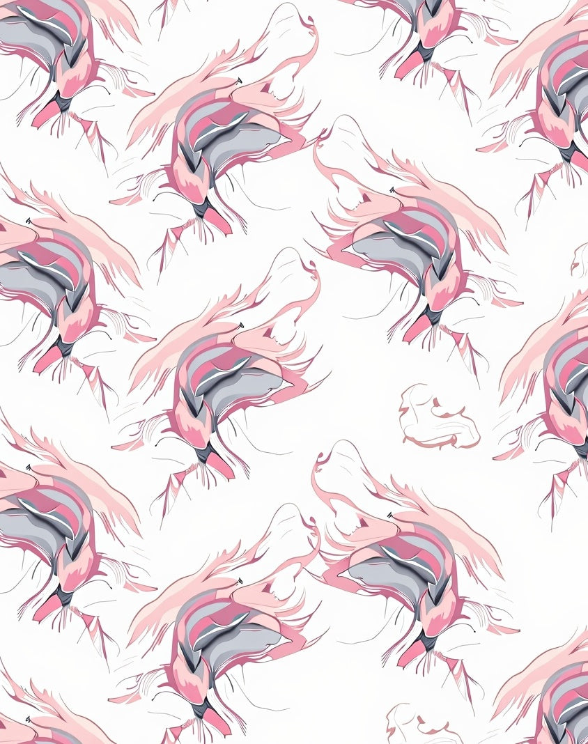 Abstract Pink Gray Fluid Forms Rug