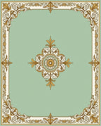 Elegant Gold And Cream Floral Design Rug