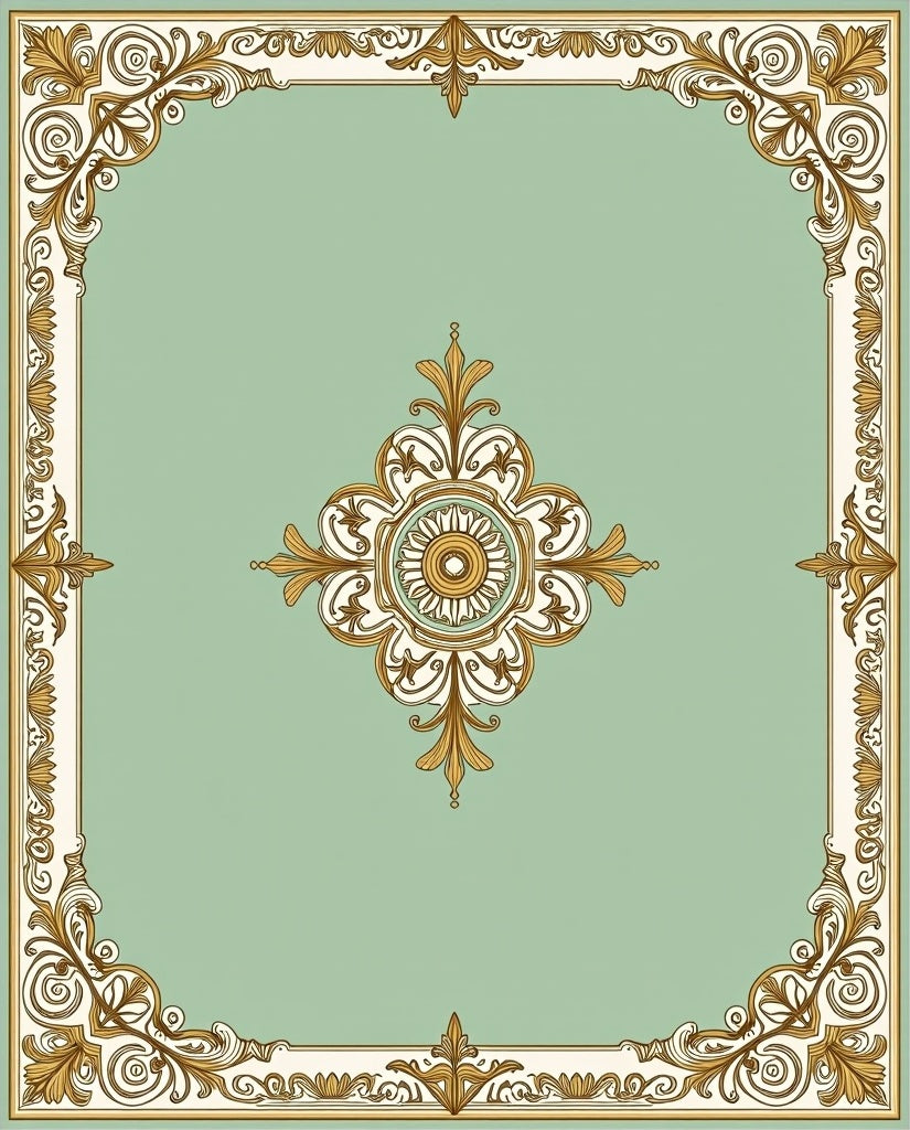 Elegant Gold And Cream Floral Design Rug
