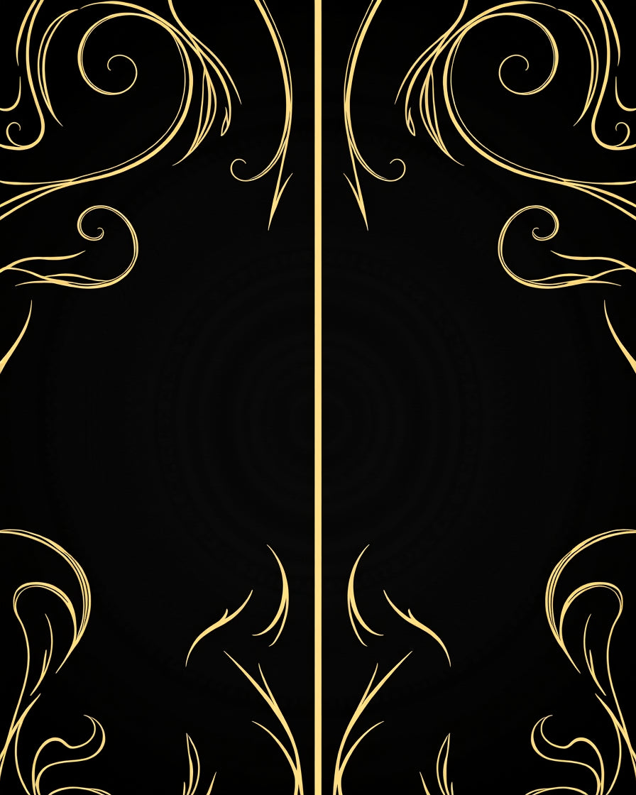 Golden Swirls on Black Background Rug
