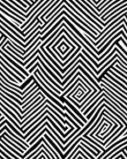 Bold Black White Geometric Maze Pattern Rug