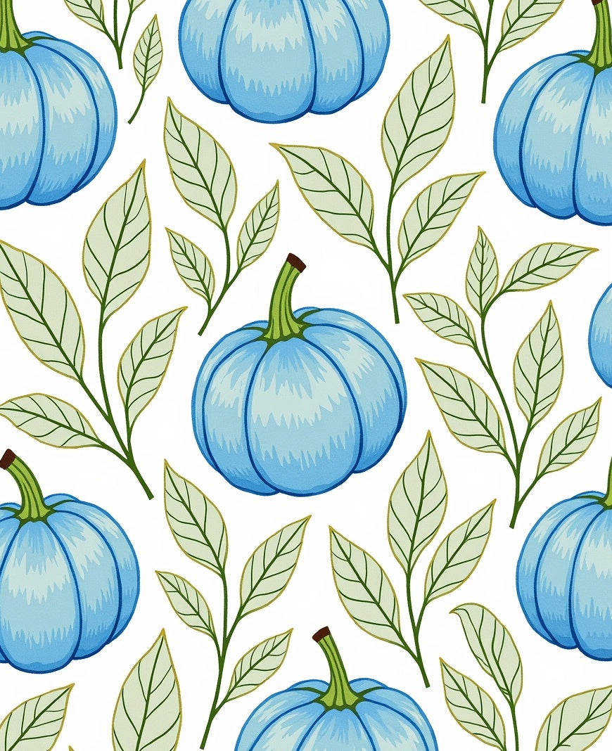 Blue Pumpkin Plant Pattern Rug