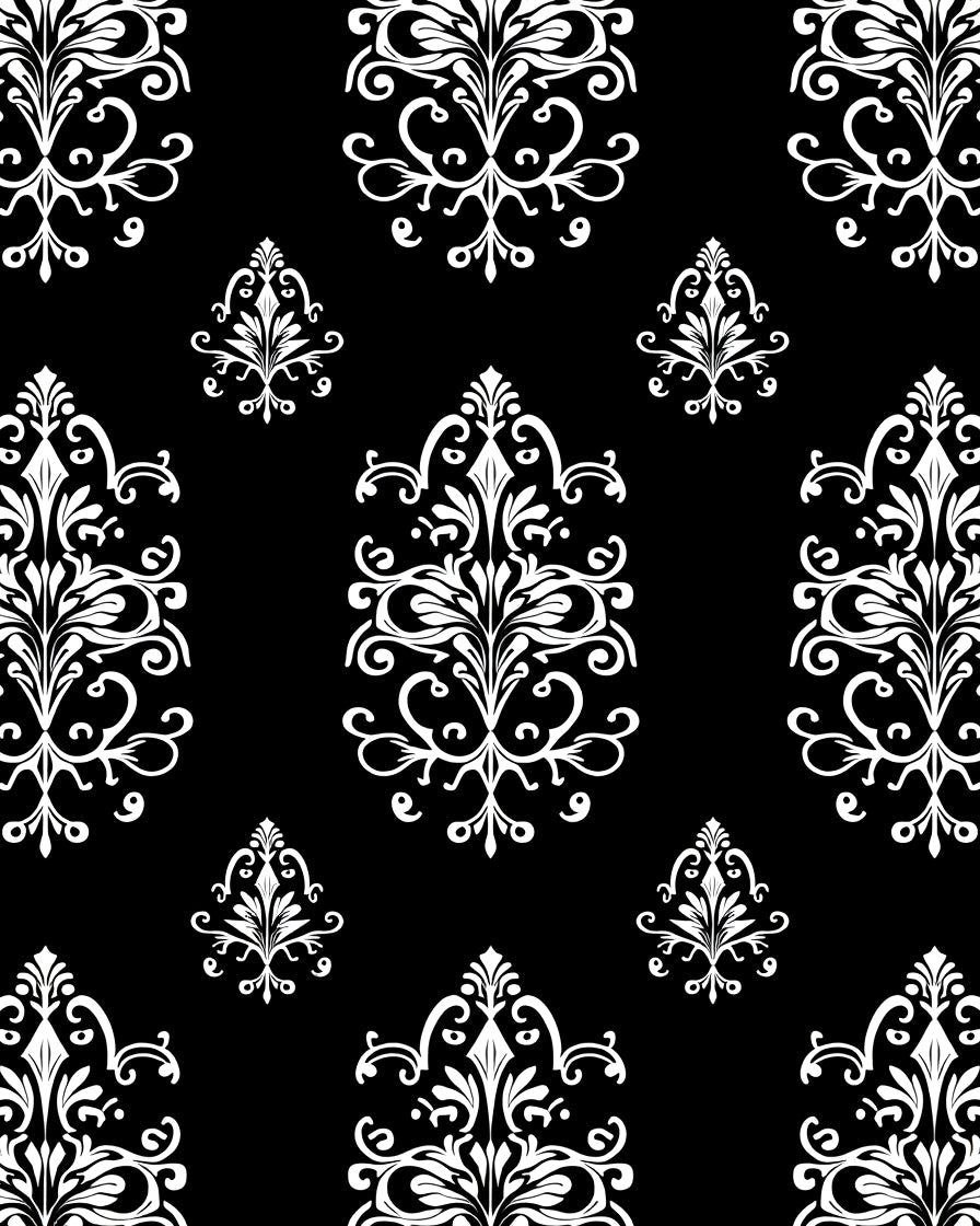 White Floral Damask Pattern Rug