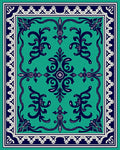 Emerald Teal Oriental Inspired Floral Rug