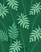 Deep Green Botanical Pattern Rug