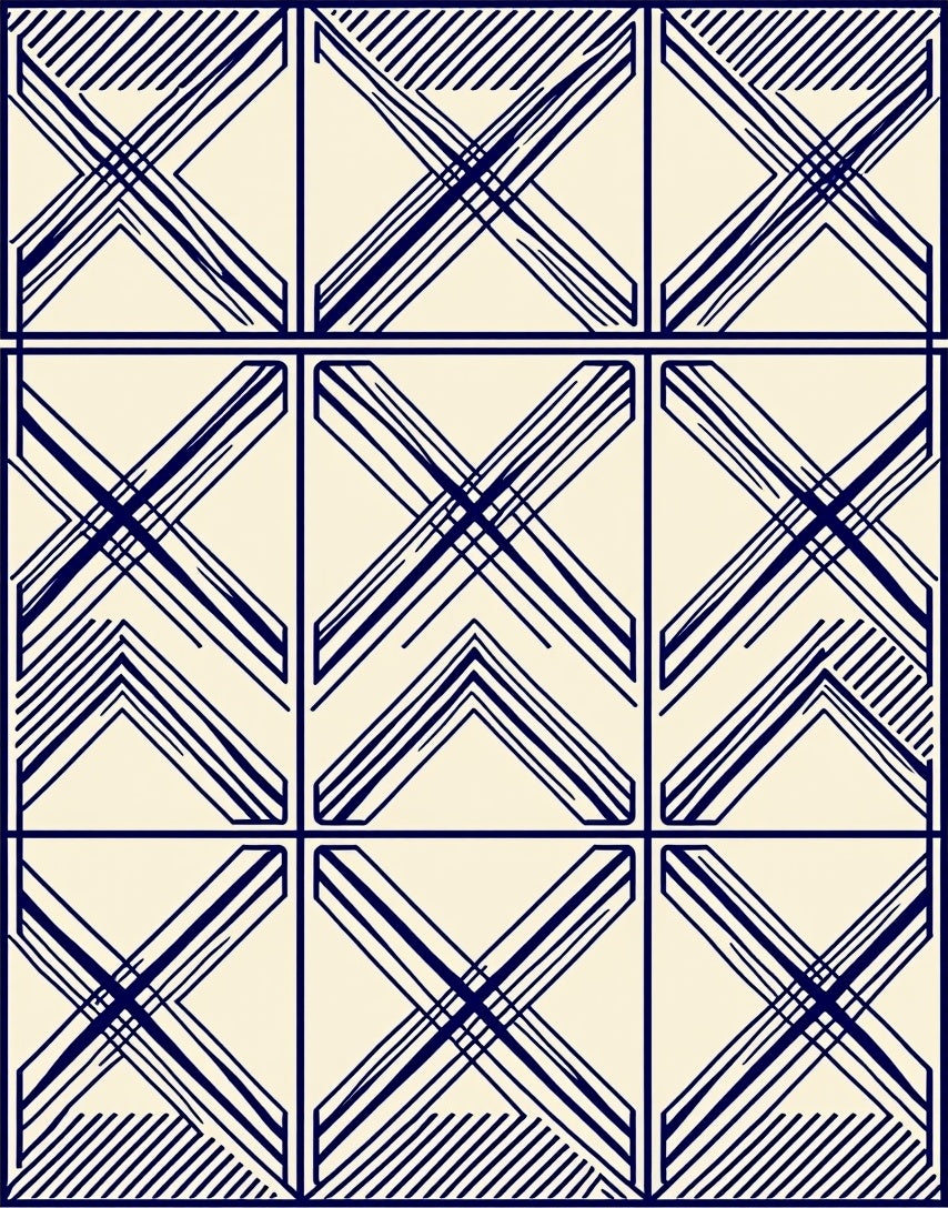Geometric Lines Intersecting Squares Pattern Rug