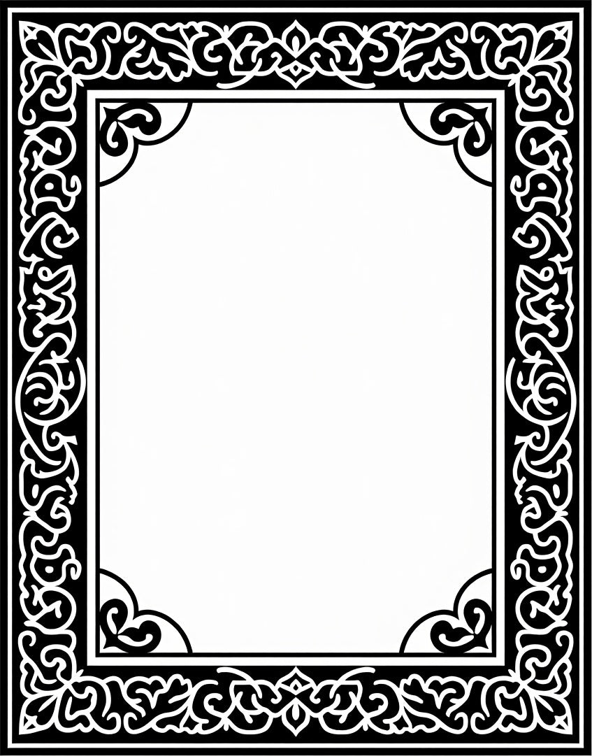 Ornate Black White Floral Scroll Rug