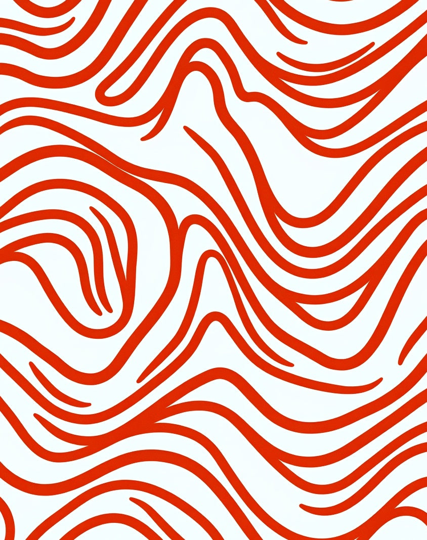 Crimson Wavy Organic Pattern Rug
