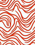 Crimson Wavy Organic Pattern Rug