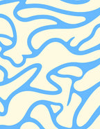 Abstract Blue Organic Swirl Pattern Rug