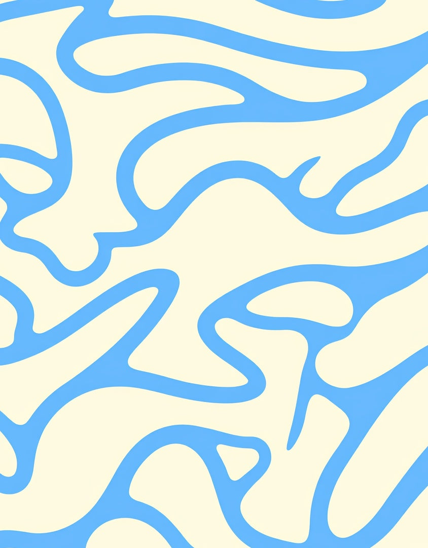 Abstract Blue Organic Swirl Pattern Rug