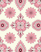 Pink Floral Symmetry Pattern Rug