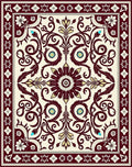 Maroon Floral Scrollwork Vintage Design Rug