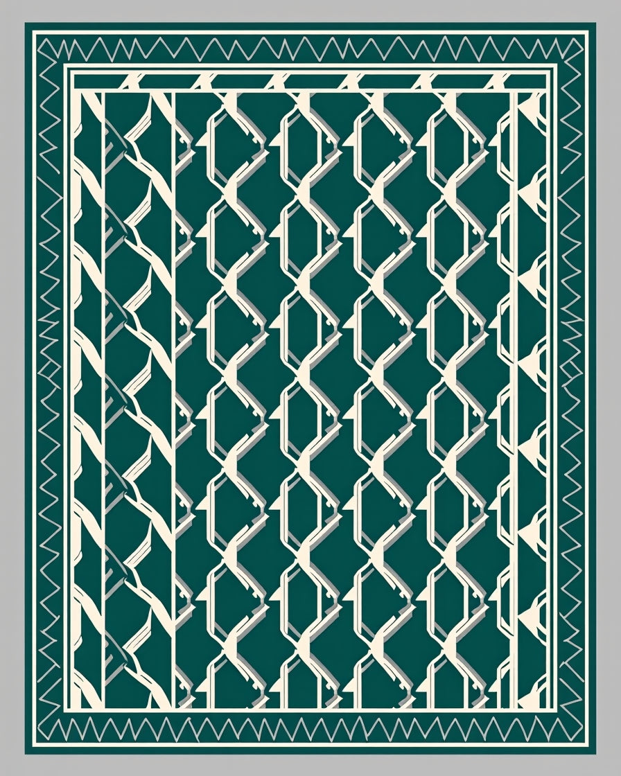 Geometric Chain Link Diamond Pattern Rug