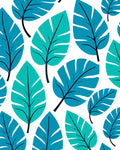 Turquoise Tropical Leaf Pattern Rug