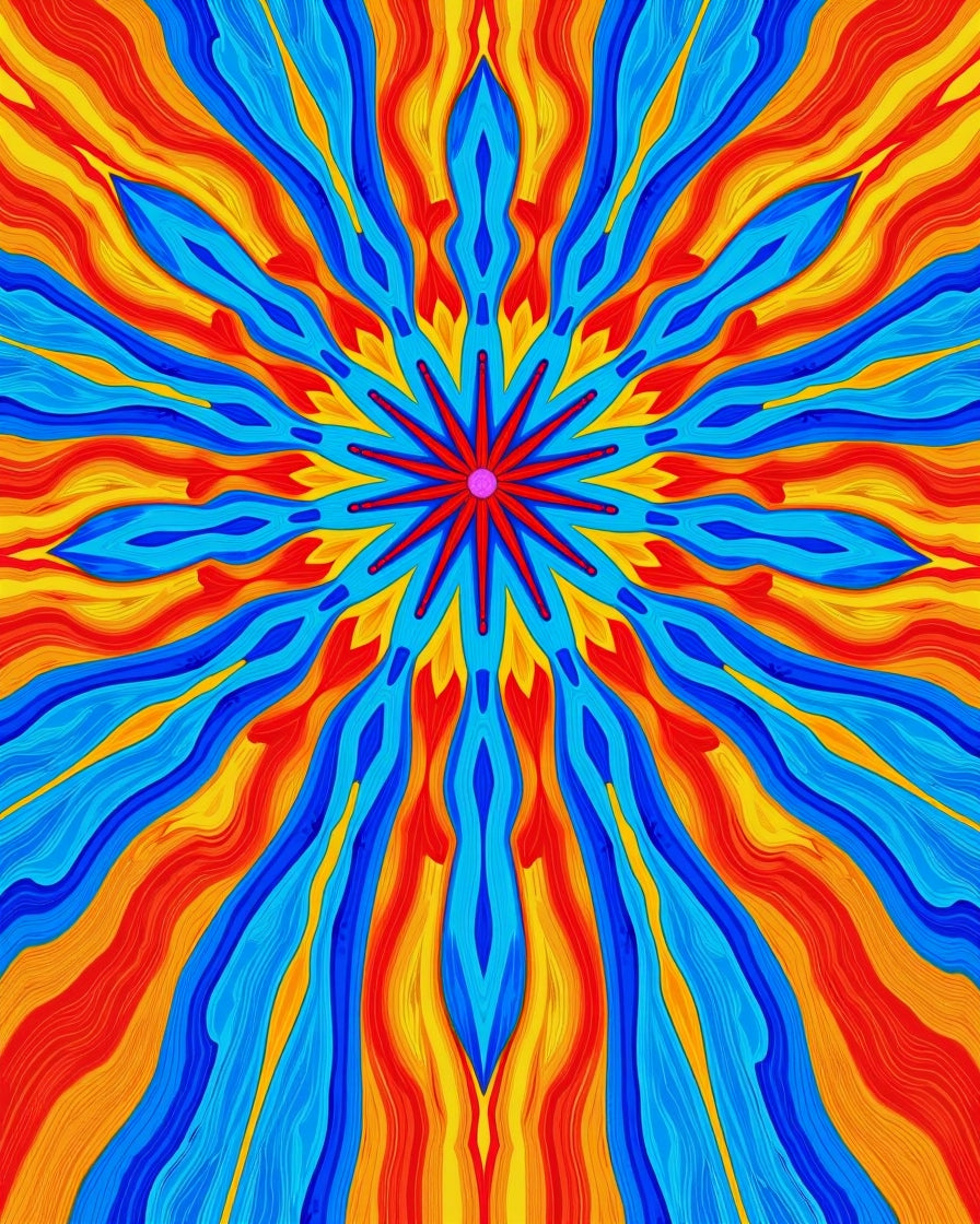Radiant Starburst Psychedelic Pattern Rug