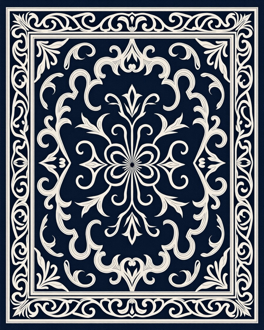 Classic Floral Scrollwork Inspired Design Rug