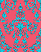Turquoise Floral Damask Pattern Rug