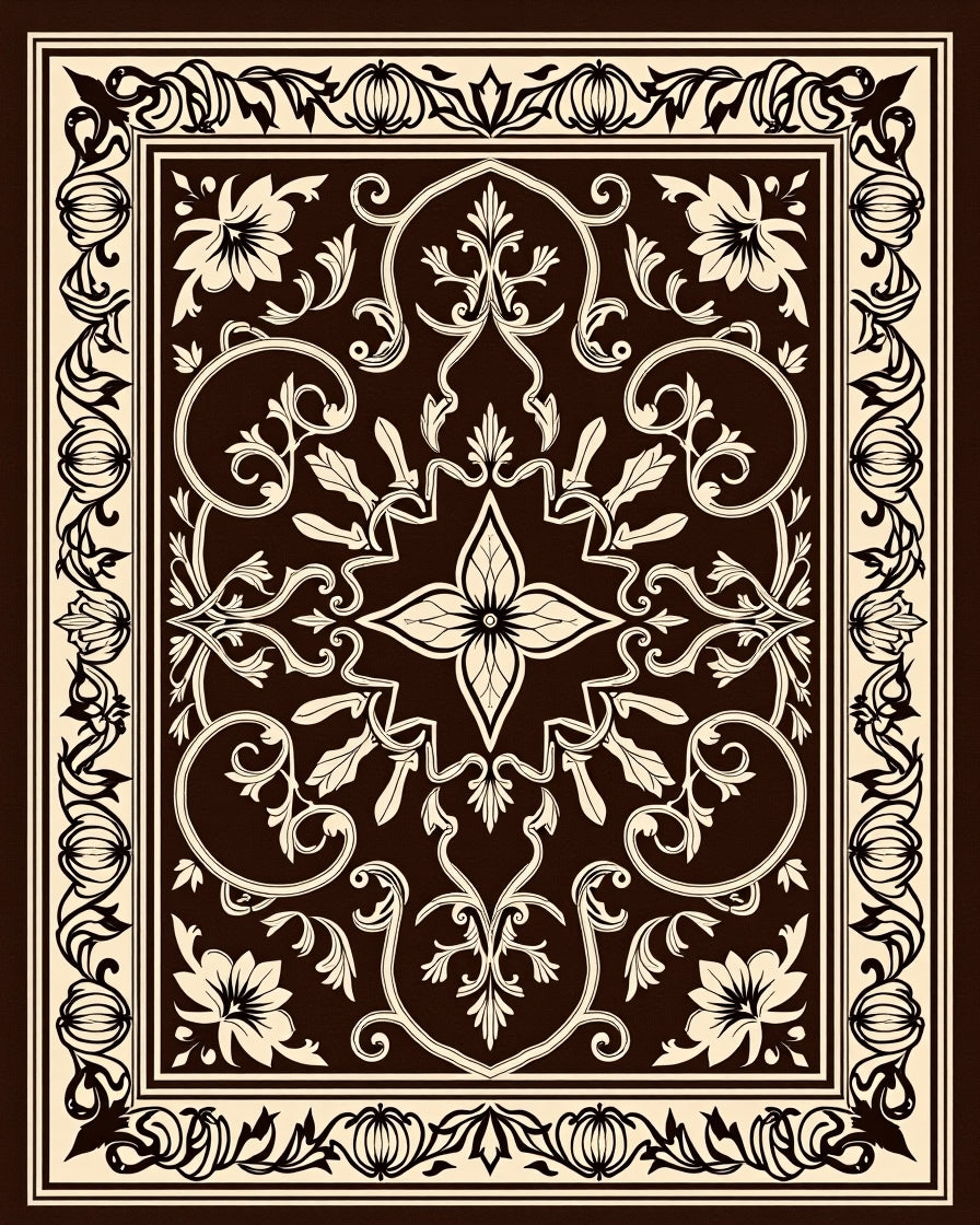 Intricate Floral Arabesque Dark Rug