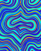 Blue Yellow Aqua Flow Rug