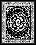 Classic Black White Floral Mandala Rug