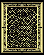 Abstract Geometric Gold Pattern Rug