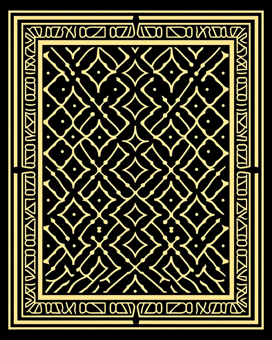 Abstract Geometric Gold Pattern Rug