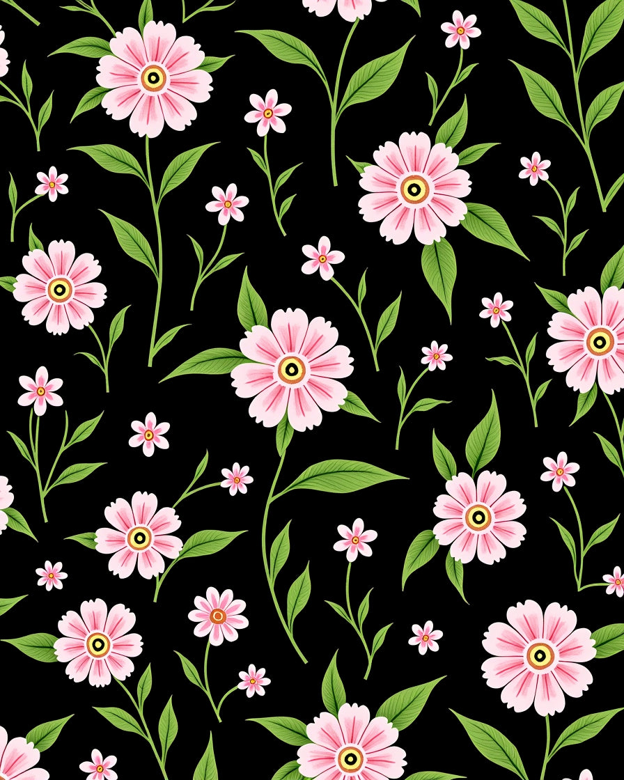 Pink Floral Foliage Patterned Rug