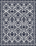 Ornate Floral Black and White Pattern Rug